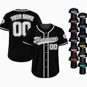 Custom Unisex Baseball Jersey, Personalized Team Name And Number, Black White Game Day Outfit, Casual Streetwear, Sportswear, Team Uniform