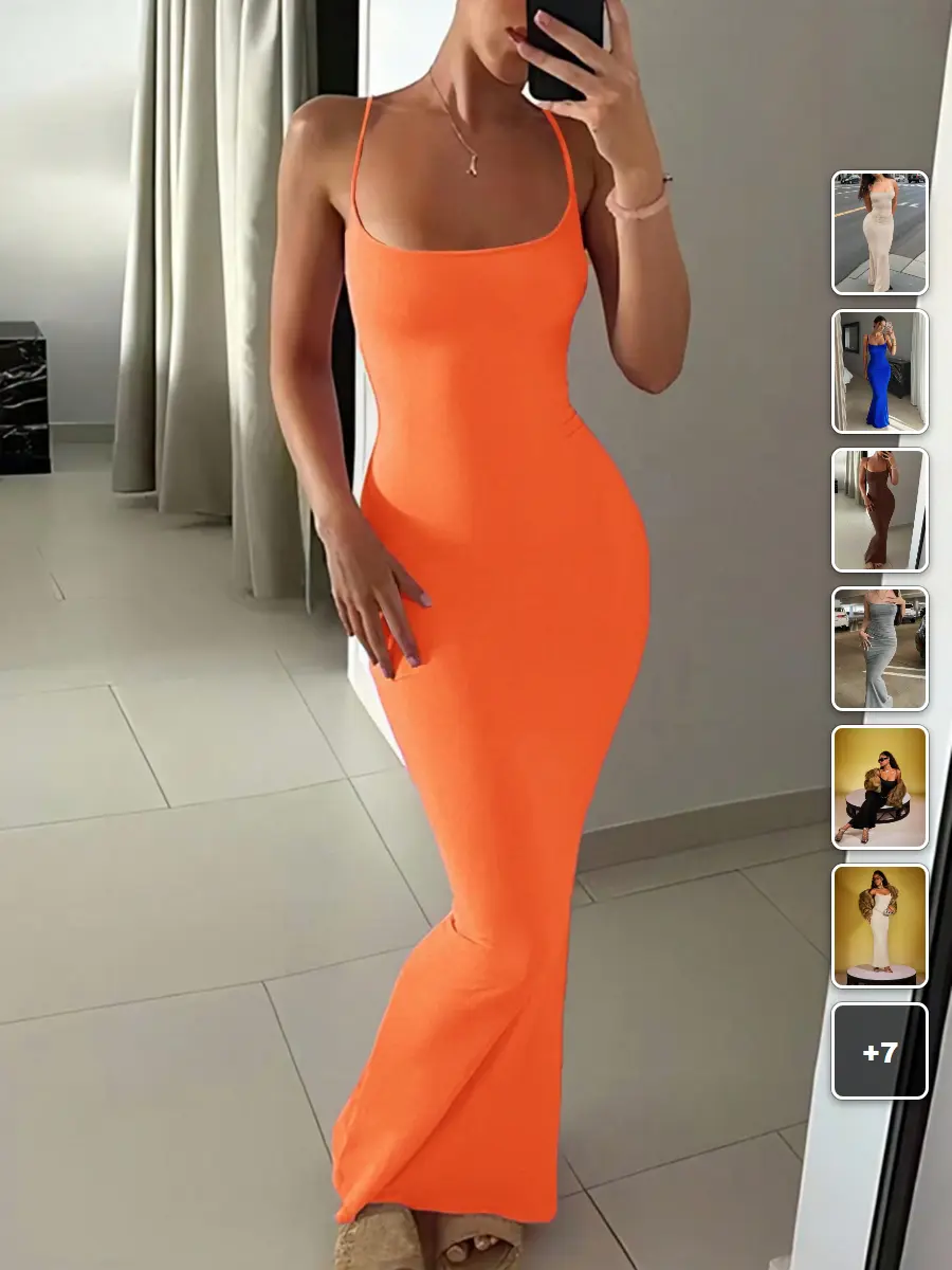 FLASH Bodycon Maxi Slip Dress Solid Stretchy Going Out Date Night Party