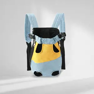 Pet backpack for outdoor use, portable chest-mounted four-legged carrier for dogs and cats, breathable soft travel bag