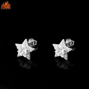 [FLAME] Hip Hop Star-Shaped Stud Earrings, Hypoallergenic Steel Celestial Theme Urban Streetwear Jewelry, Ideal Birthday Gift for Music Lovers Rappers DJs, Trendy Statement Earrings for Men Women, Comfortable Everyday Wear Rapper Style Accessories