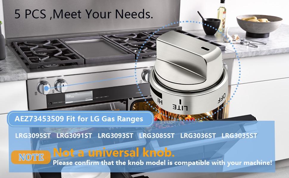 AEZ73453509 Stove Knobs Replacements Compatible with lg Gas Range Oven Stove LRG3085ST LRG3095ST LRG3091ST LRG3093ST LRG3035ST, AEZ72909008 AP5669773 Knobs Compatible with lg Stove,3-Year Support