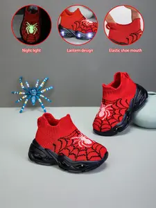 New Children's and Teenagers' Infant Casual Fashion Shockproof Wear-resistant Cool Glowing LED Light Sole Lightweight Breathable Low-top Mesh with Quick Lacing Outdoor Indoor Walking Running Learning Step Sports Leisure Running Shoes