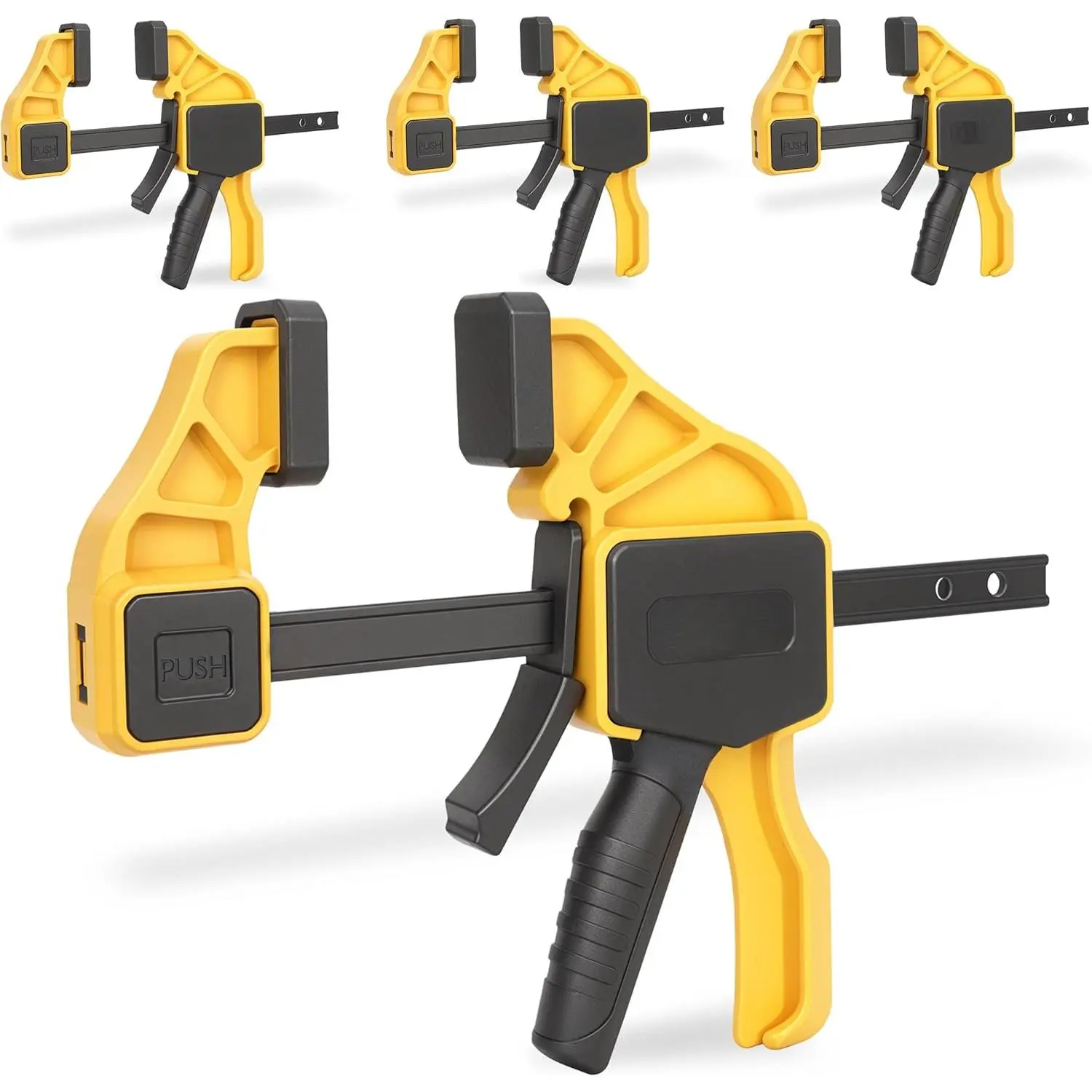 6 inch Bar Clamps for Woodworking – 4 Pack Quick Grip Clamps Set with 150 lbs Force – Wood Clamps for Gluing, Carpentry, DIY, and Metalworking (6 inch Size, 4 Pack)