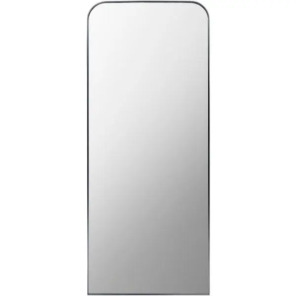 Aranya Soft Corner Aluminum Frame Floor Mirror, Black, 28"H x 67"W
