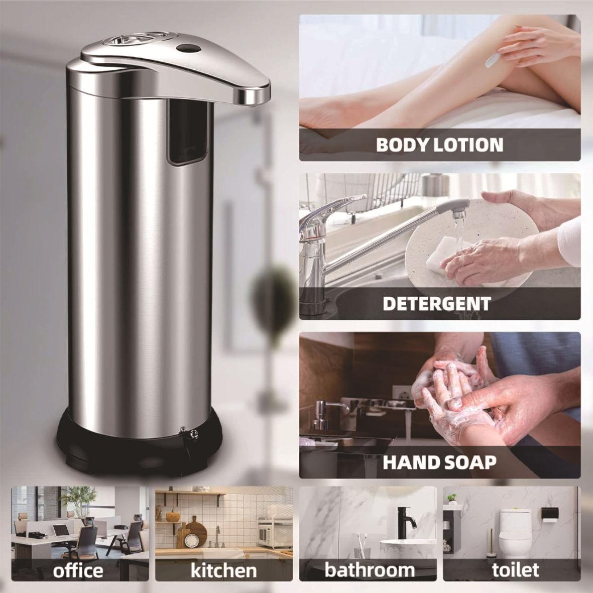 Automatic soap dispenser, touchless 3-stage adjustable hand sanitizer dispenser with upgraded waterproof base IR sensor.