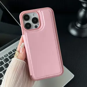 Solid Color Leather Wallet Case with Dual Buckle Card Holder & Flip Cover for iPhone 17/17 Pro/17 Pro Max/17 Air, 16/16 Pro/16 Pro Max, 15/15 Pro/15 Pro Max, 14/14 Pro/14 Pro Max, 13/13 Pro/13 Pro Max, 12/11/XR– Case with Card Slot & Stand