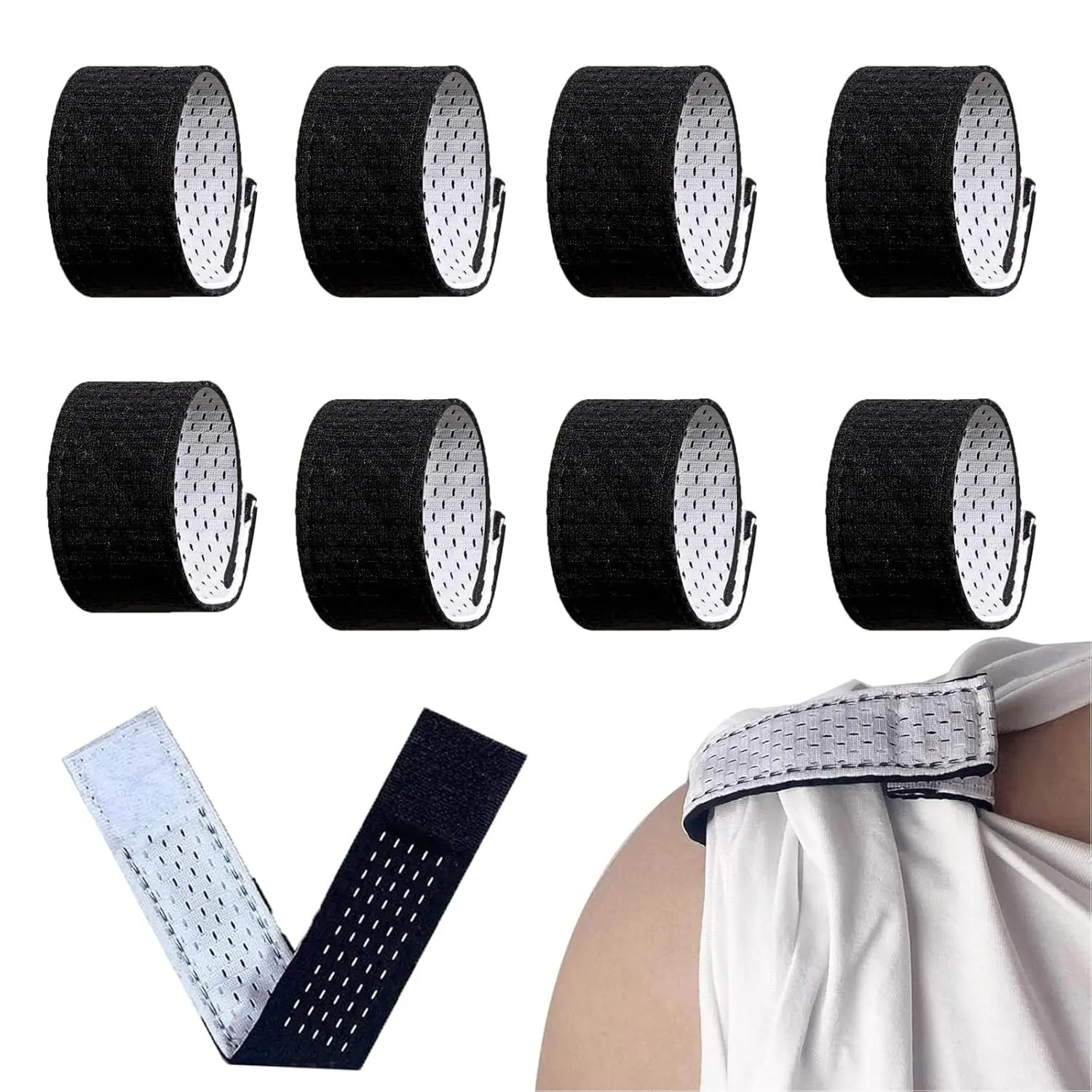 8-Pack Breathable Mesh Softball Sleeve Holders with Adjustable Straps, Baseball/Soccer Sports Wristbands for Shirts - Black, White
