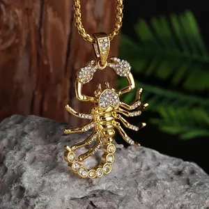 Golden Scorpion Pendant Necklace for Men & Women - Trendy Luxury Jewelry Gift with Alloy and Sparkling Crystals for Casual or Formal Occasions