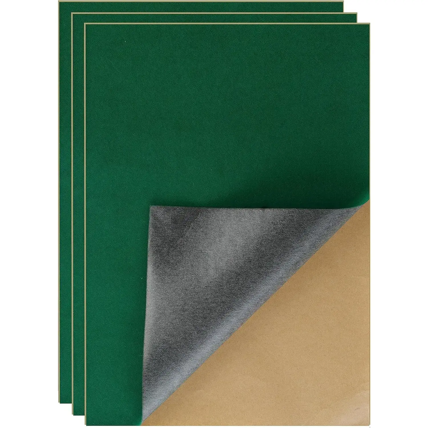 3-Pack Self-Adhesive 1mm Felt Sheets, Peel & Stick, A4 Size (8.3 inches x 11.8 inches, Green) for Velvet Jewelry Boxes, Handicrafts (Office Cutting Supplies)