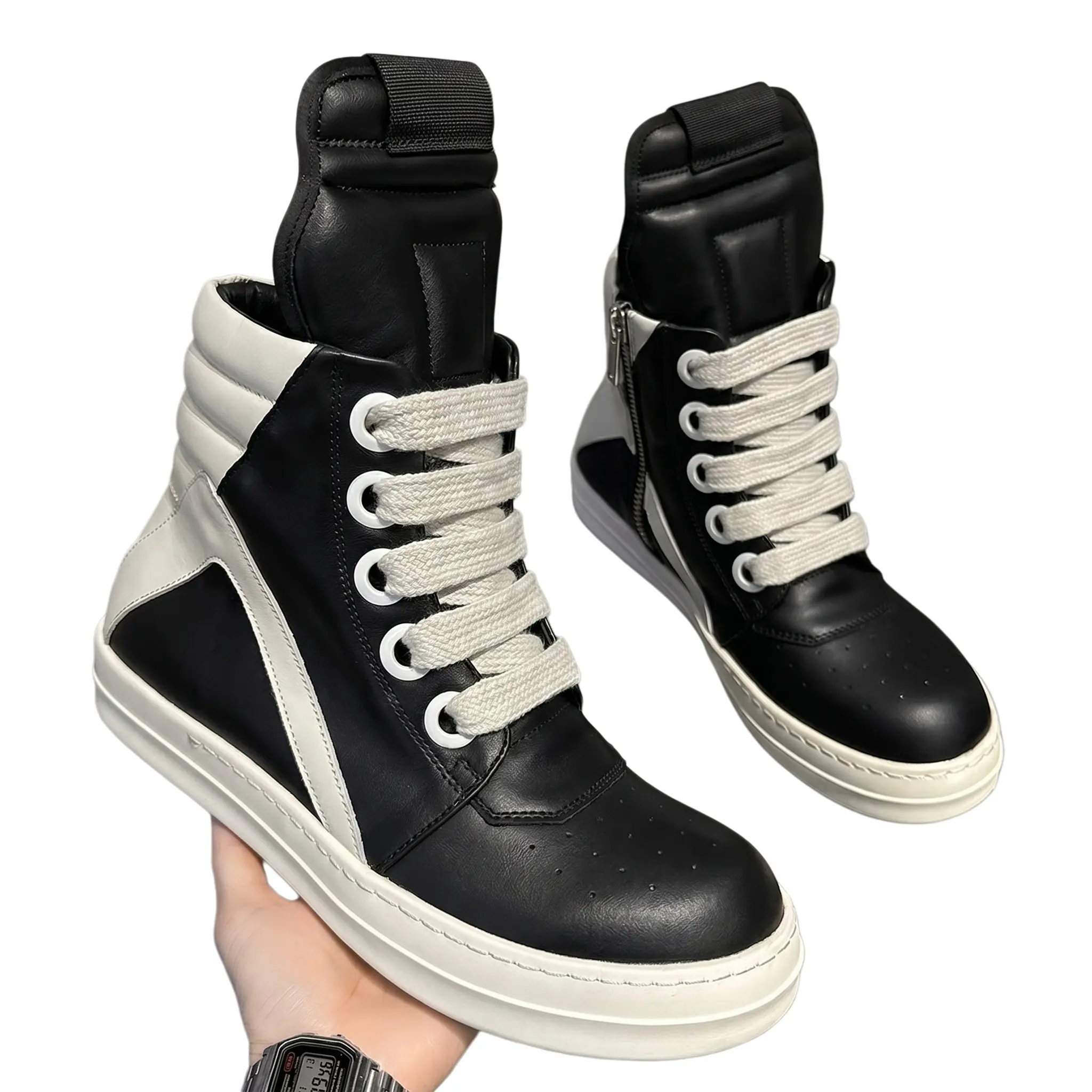 Men's High-Top Athletic Shoes - 2-Tone Look, Chunky Sole, Synthetic Active Footwear, Closed Toe Shoes, Classy Design for Commute & Daily Wear
