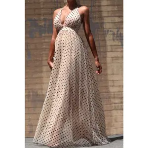 Bianca Backless Dot Mesh Dress