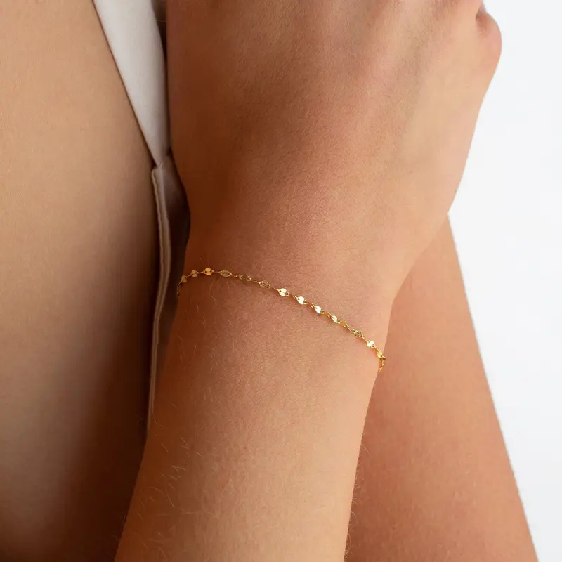 Josephine Chain Bracelet by Caitlyn Minimalist - Dainty Mirror Chain Bracelet In Gold & Silver - Everyday Stacking Bracelet - Holiday Gifts for Her