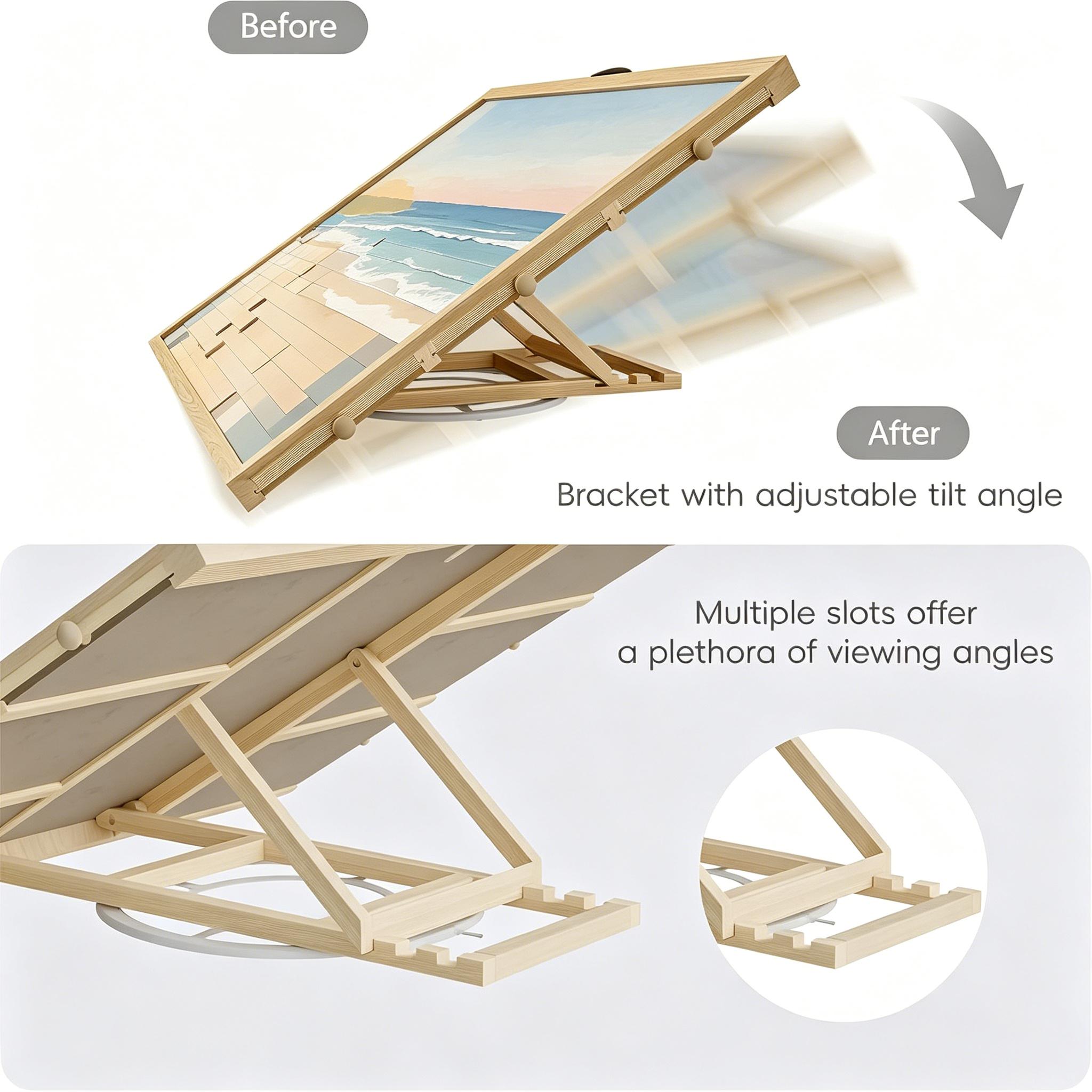 Foldable Wooden Jigsaw Puzzle Table, 2-in-1 Tilting & Rotating Puzzle Board for 1500 Pieces, 36”×26” Portable Puzzle Easel with 4 Non-Woven Drawers, Upgraded Puzzle Storage Table for Adults & Kids, Ideal Gift for Mom