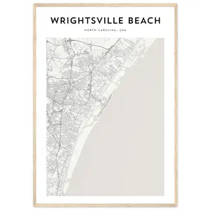 Wrightsville Beach Map Poster Wrightsville Beach Map Print Wrightsville Beach Pe