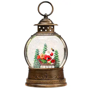 Musical Snow Globe Lantern for Christmas Festival Decor - Xmas Tree & Santa