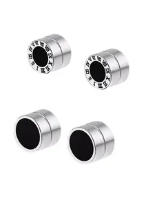 Men's Magnetic Ear Cuffs with Zirconia Decorations, Zirconia Accents, Minimalist Style Hip Hop Jewelry Set, Trendy Accessory for Men, All Seasons Wear, Pack of 4 Pieces