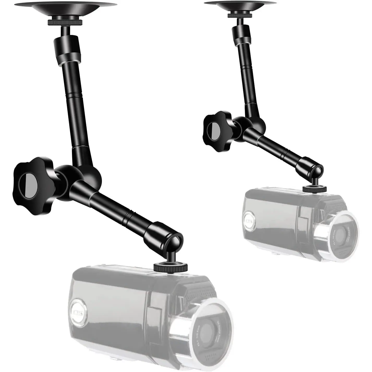 2 Pack Articulating Magic Arm Wall Mount Holder Stand Compatible with CCTV POV Camcorders Cameras, LED Light, Video Lamp,DSLR,Flash,Digital Camera, Cameras