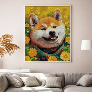 Dog Printed Cross Stitch Kit 37x47cm DIY 14CT Thread Art Needlework Wall Decor