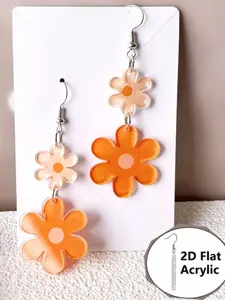 Elegant Acrylic Flower Earrings, 2D Flat Design, Perfect for Valentine's Day Gifts & Daily Wear, Stylish Accessory for Women