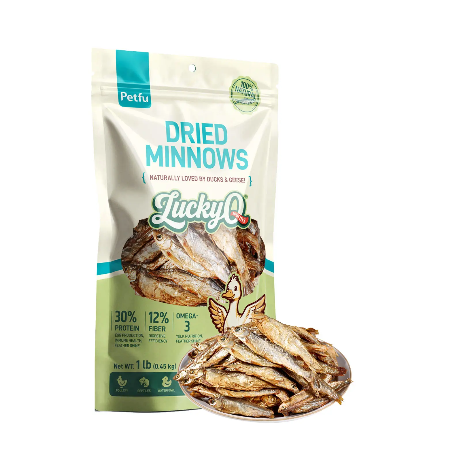 LuckyQworms 1lbs/5lbs Dried Minnows for Chickens Birds Bluebirds Hamsters Turtles Fish Hedgehogs High Protein Omega-3 Fatty Acids Pet Food for Poultry Reptile Rodent Daily Treats