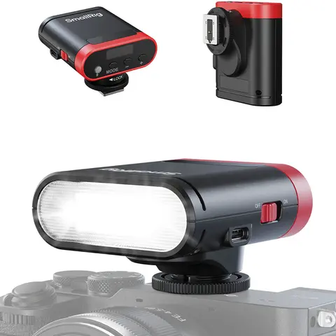 SmallRig RS20 Mini GN12 Speedlite Flash - Photography Equipment, Camera Accessory for Canon/Sony, 2000mAh Battery, OLED Screen, 8 Levels, 500 Full-Power Flashes, 1.8s Recycle, 6500K, A/M Mode, 1/1-1/128 Power Range, 5374 Model