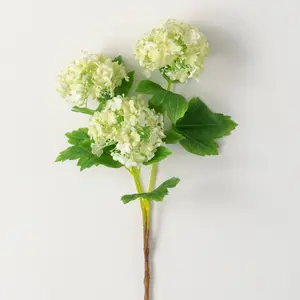 Green Snowball Hydrangea Stem 31" - Artificial Flower Spray