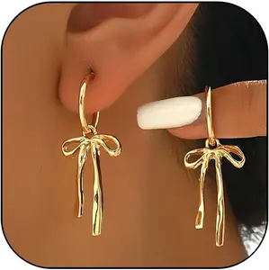 September Laurel Women's Elegant Bowknot Design Dangle Earrings, Exquisite Trendy Dangle Earrings, Fashionable Jewelry for Women for Daily & Party Decoration Valentine’s Day gift
