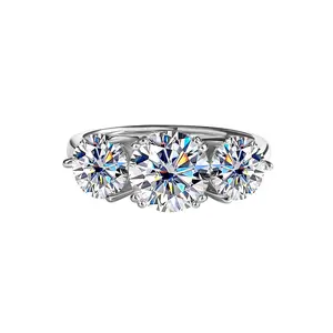 【#6J】Tikdong Synthetic Moissanite S925 Silver Sanshengshi Fashion Women's daily Ring