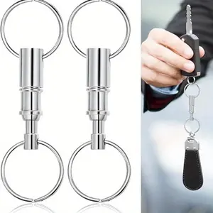 1pcs Detachable Pull-Apart Keychain Key Ring - Quick Release Dual Key Ring Lock Holder Keychains Accessory Car Keychain