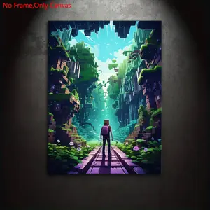 1 piece/set Frameless canvas painting and printing poster, classic pixel art, Minecraft, the perfect gift for video game lovers, ideal for bedrooms, living rooms, kitchens, dorm hallways, murals, wall decorations, modern home decor, room decoration