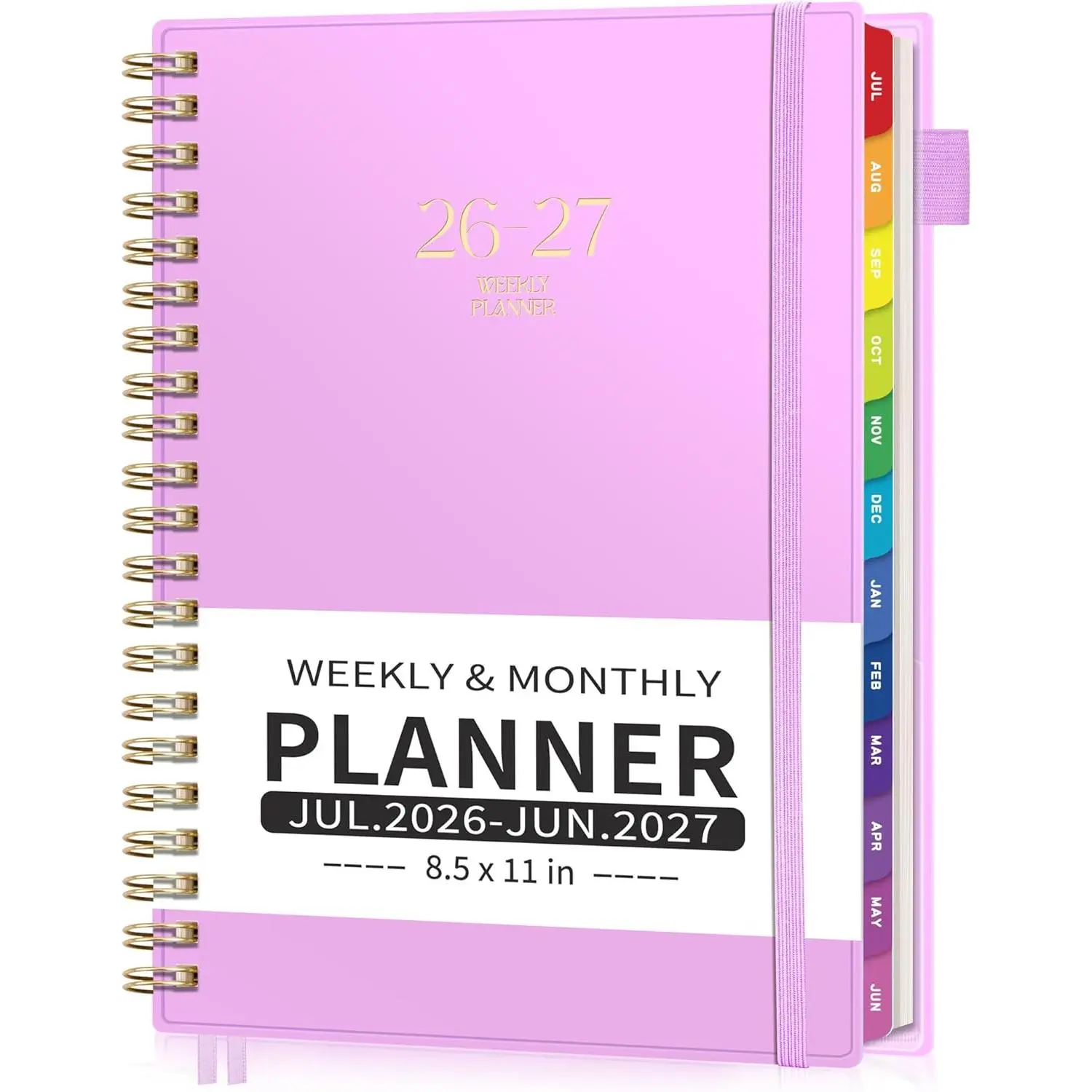 Academic Planner 2026-2027, Large A4 8.5x11, Weekly and Monthly Calendar (July 2026-June 2027), School Student Teacher Agenda Book, 100GSM Thick Paper, PVC Cover, Colorful Tabs,