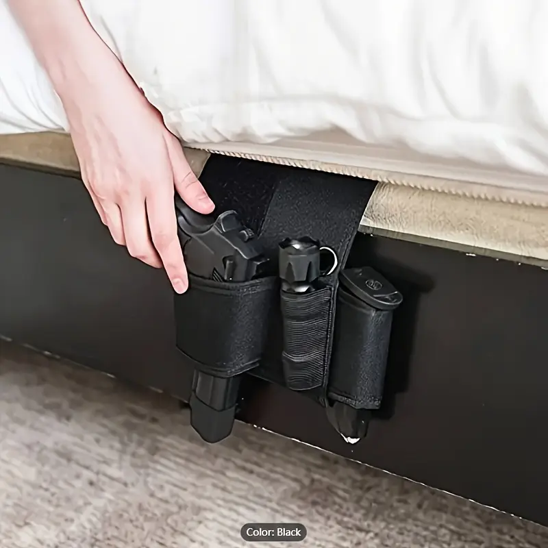 Tactical Bedside Pistol Holster Under Mattress with Flashlight Loop, Gun Holster for Car Seat Sofa Table, Handgun Holder Valentine's Day Gift