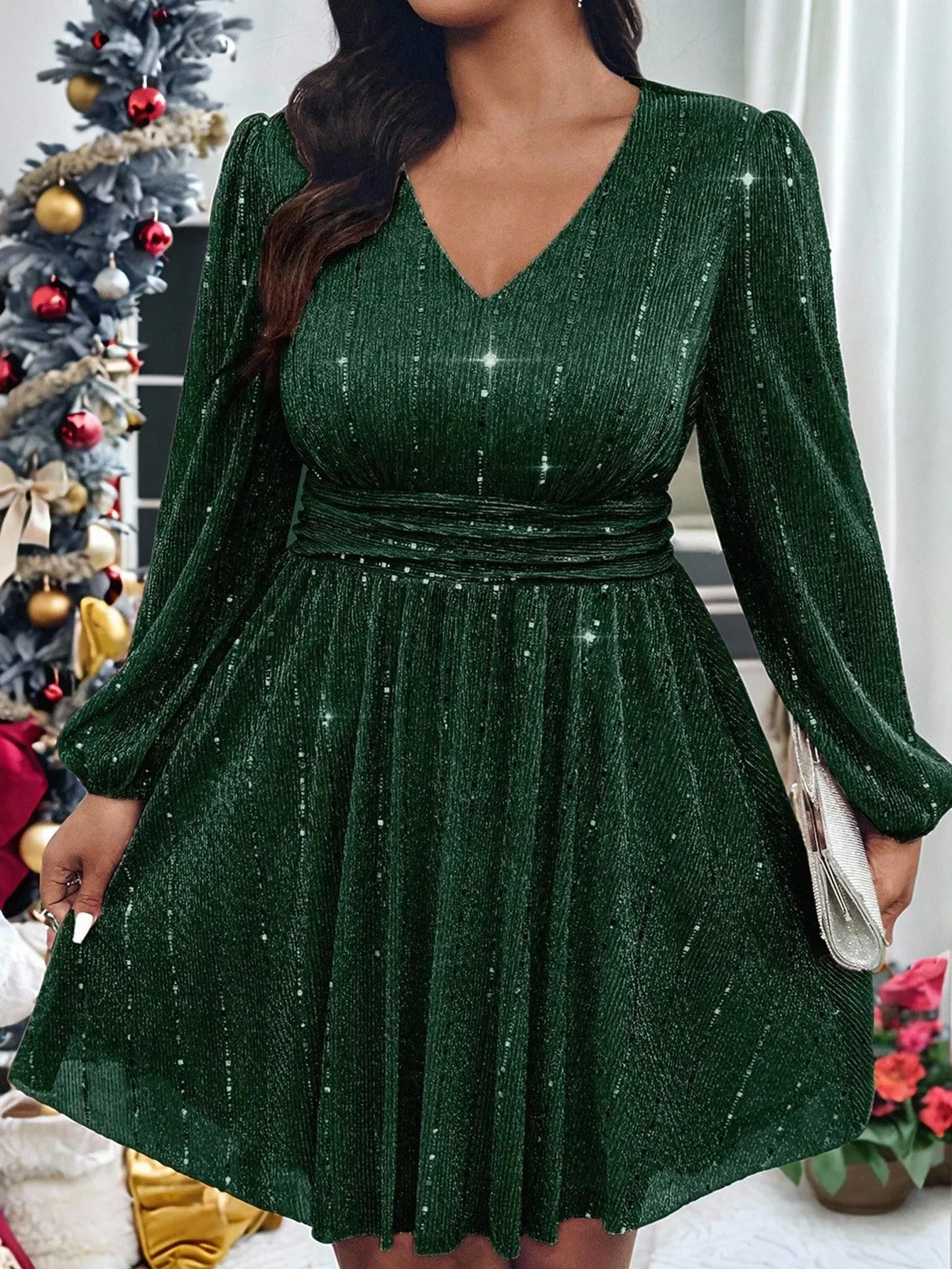 elegant pakistani party dresses Single Sleeve High Slit Party Dress Dark Green Satin Prom Dress A Line Prom Gown ARD2855 main image 0