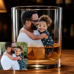 Personalized Dad Photo Whiskey Glass – Custom Father & Kid Glass Gift For Dad,Fathers Day 2026