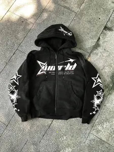 Men's Trendy Multi-Element Print Zip Hoodie, Casual Long Sleeve Fitted Sweatshirt, Fall & Winter Daily Wear, Graphic Pullover, Casual Pullover Hoodies