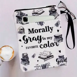 Stylish Zippered Book Cover, 1 Count Waterproof Zipper Case, Book Skull Pattern Book Case with Accessory Pockets, School Supplies, Waterproof File Organizer