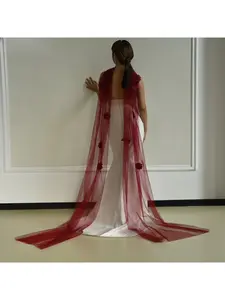 New Wine Red Neck-Hanging Flowy Shawl Banquet Strapless Dress Women's Accessories Long Wedding Shawl