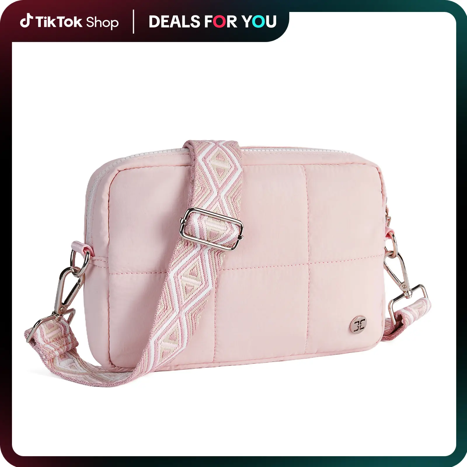 Telena Cloud-Light Crossbody Bags for Women Crossbody Purse with Guitar Strap Lightweight Waterproof Puffer Shoulder Bag Travel Gift Little Pink Bag #