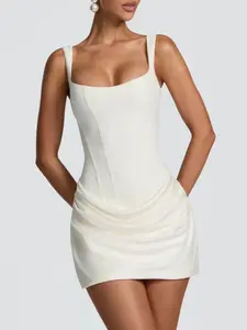 Ruched Sleeveless Mini Dress