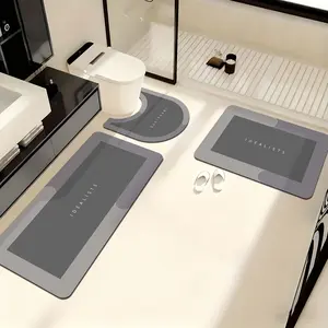 Simple Idealists Letter Pattern Non-Slip Bath Mat Set, Bathroom Rug Set, Bathroom Decorative Mat, Absorbent Quick-Dry, Soft Anti-Slip, Bathroom Decor