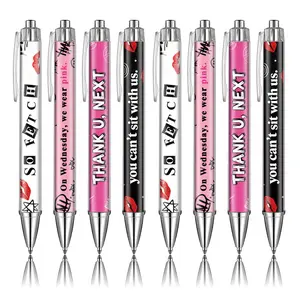 Funny Mean Quotes Ballpoint Pens, 8/24pcs Ink Retractable Pens, Aesthetic Stationery for Women, Girls, School, Office, Party Favors