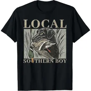 100% Cotton Local Southern Boy Duck Hunting Black Lab Outdoor Vintage T-Shirt