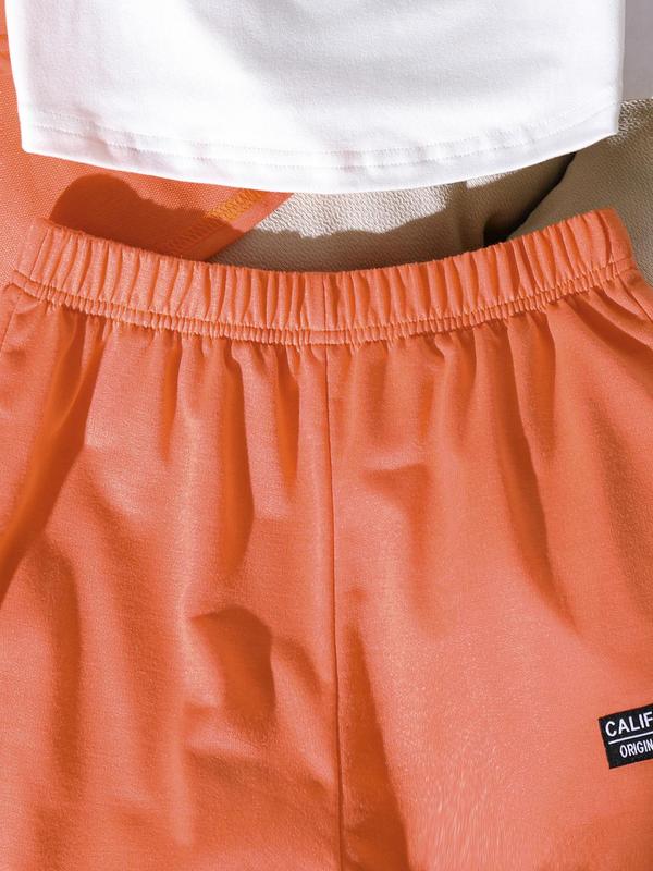 Girl's Letter Patched Crop Hoodie & Shorts & Cami Top Set, Casual Fashion Breathable Sporty Style Outfits for Daily Outdoor Wear, Kids Clothing for Summer, Kids Girls Clothing, Sporty Set, Sports Clothing Set, Sports Clothes