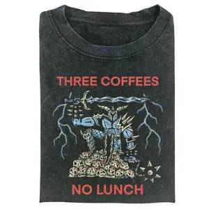 Vintage Dark Fantasy Coffee Meme Shirt, Short Sleeve Crew Neck T-Shir, Fitted, Pull On, Casual, Unisex Cotton T-Shirt