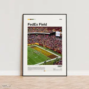 FedEx Field Poster,  Stadium Poster, Sports Poster, Mid Century Modern, Football Fan Gift Print
