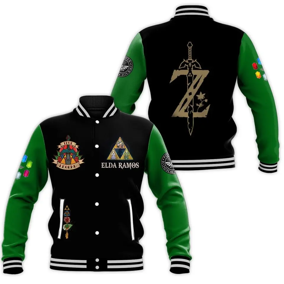 Zelda Baseball Jacket, Varsity Style Baseball Jacket, Casual Sport Coat, Everyday Streetwear