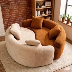 Modular Chenille Sofa, Pet Friendly Stain Resistant S Shaped Curved Sectional Couch for Small Space Living Room, Minimalist Cozy Couch boneless Chaise floor seats  Foldable Modern furniture