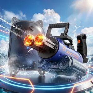 Shark Shape Electric Water Gun Dual Tube Rotating Continuous Fire, with Lights and Sound, Portable Design, Kids Educational Toy, Best Gift for Boys Aged 3+