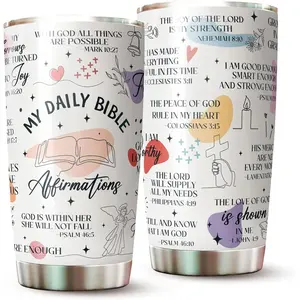 Christian Gifts for Women - 20oz Bible Verse Tumbler with My Daily Affirmations, Religious Spiritual Coffee Cup, Inspiring Faith Gift for Mother's day
