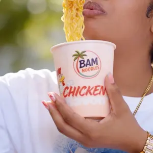 BAM Noodles Chicken Flavor Instant Noodles Food Cup – 3 Pack Quick & Easy Meal Solution